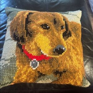 Cross Stitch Dachshund Pillow